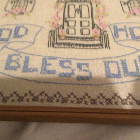 Vintage Finished Cross Stitch Framed Sampler God Bless Our Home - Picture 2 of 6